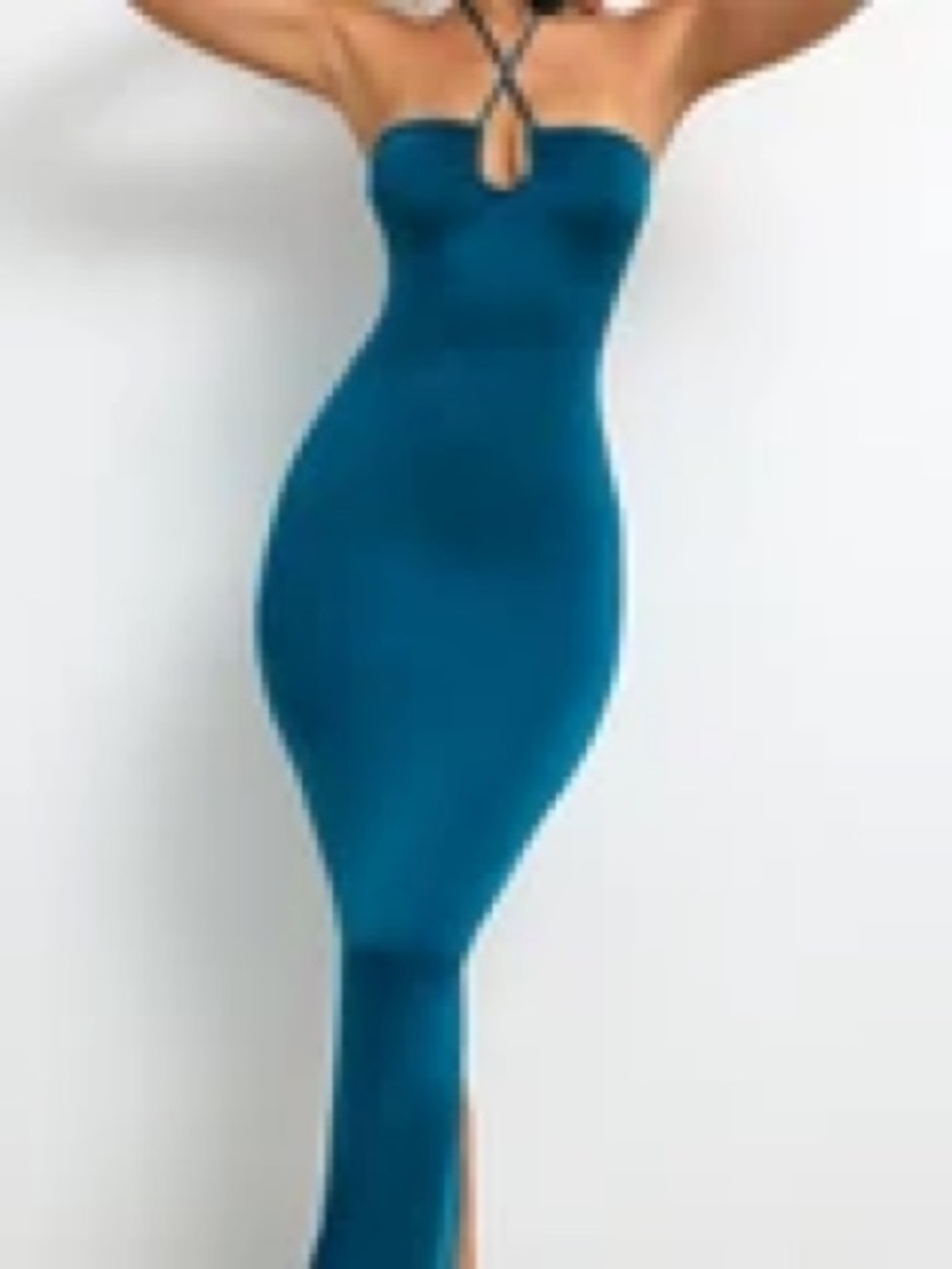 Oh Polly Teal Strappy Bodycon Maxi Dress